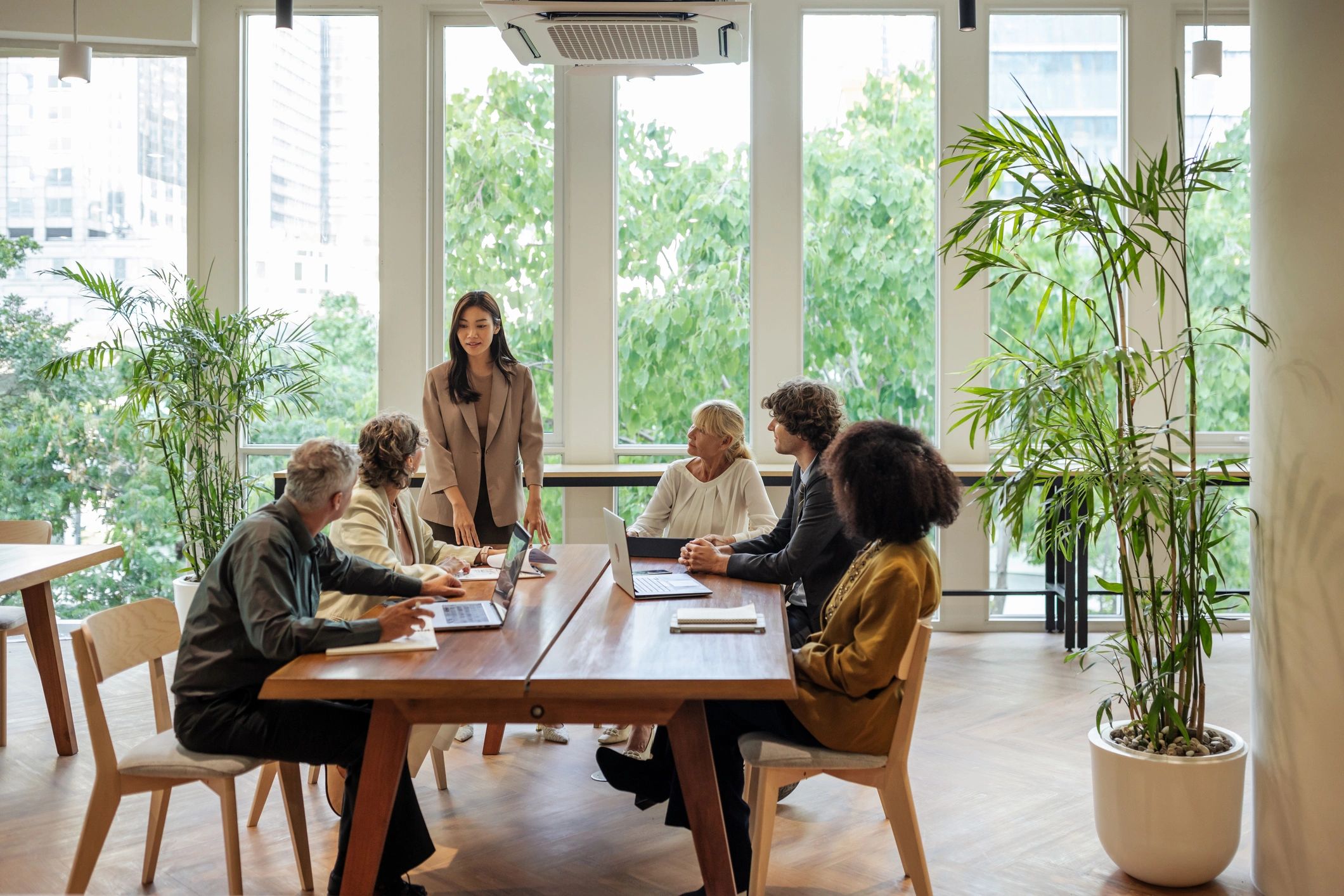 Team members collaborating in a meeting