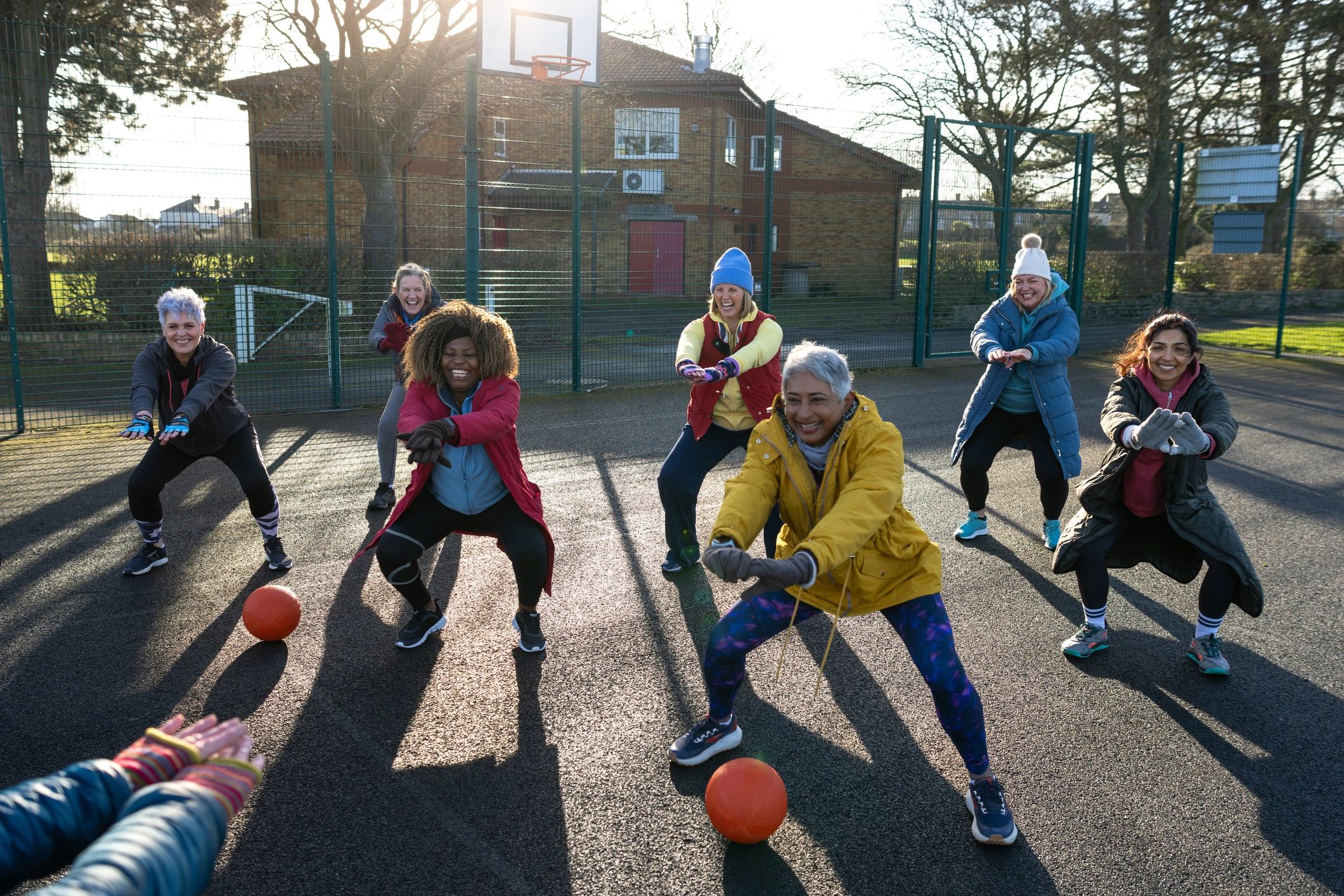 Active older women participating in a group wellness activity