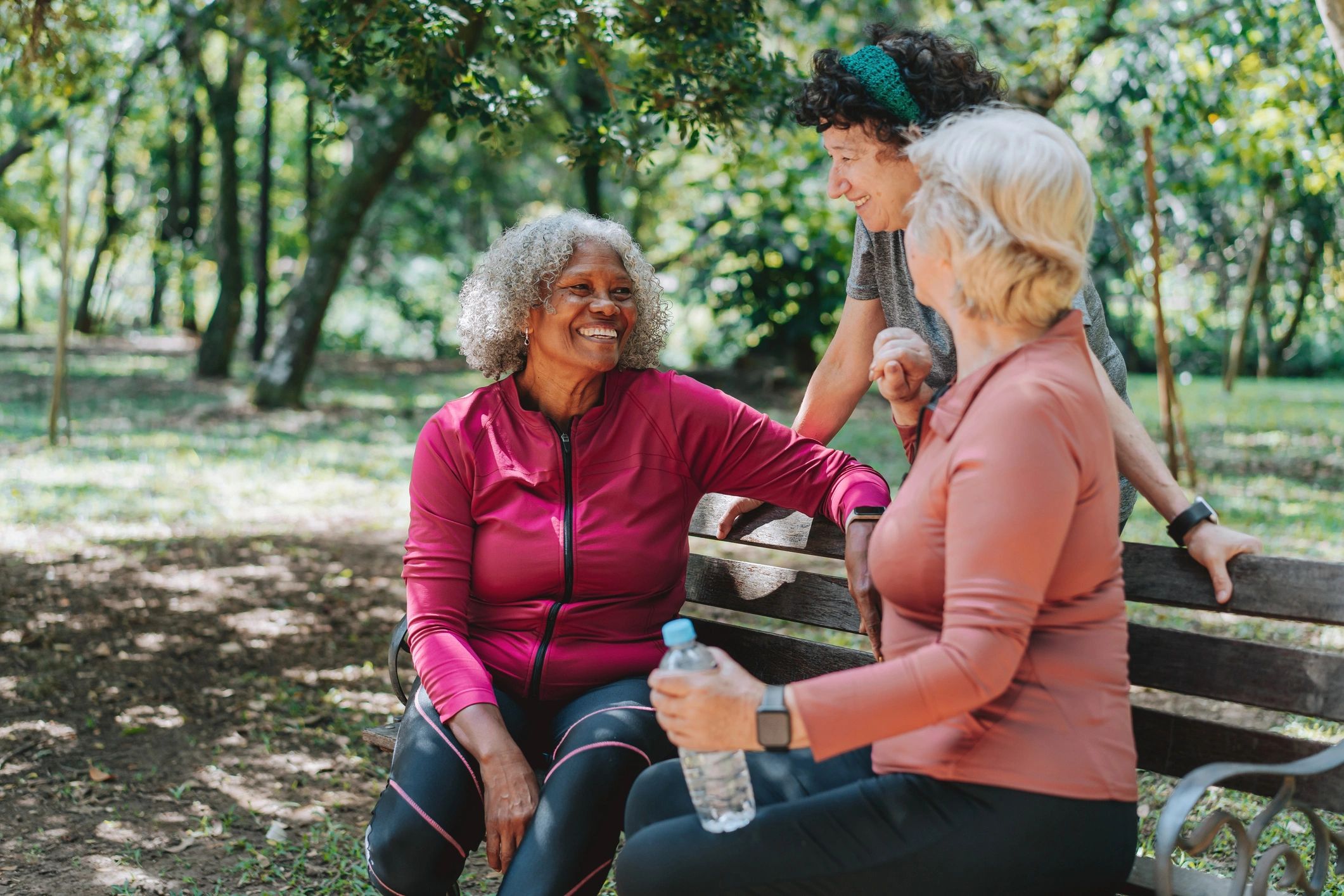 Senior women chatting in a park
