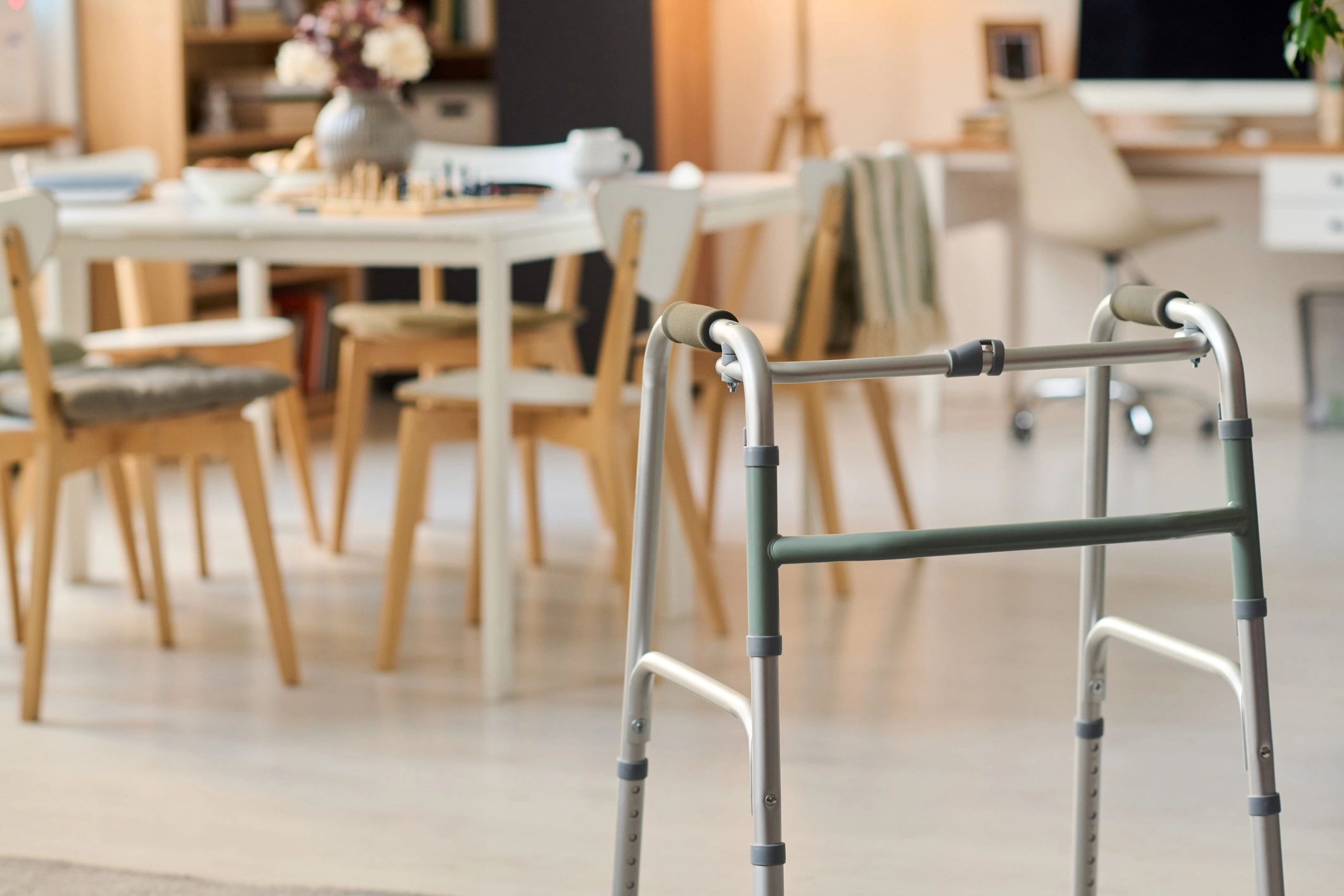 Mobility Walker Standing in Home Interior for Senior Care Support